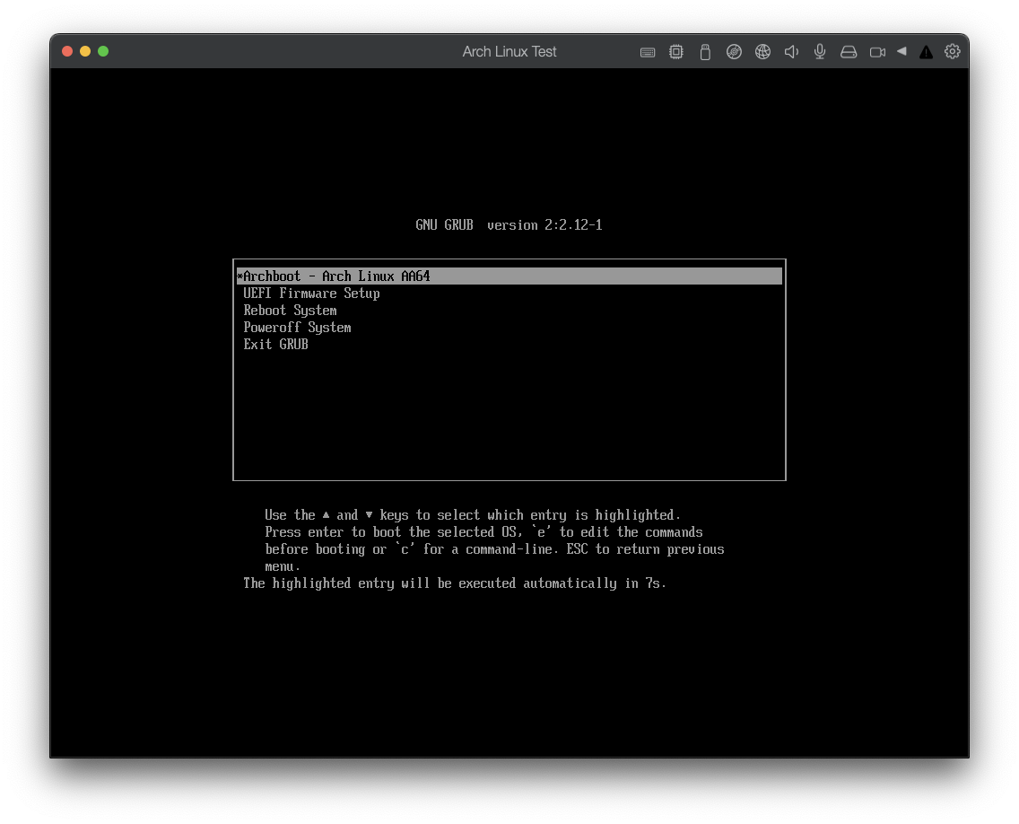 Archboot boot menu