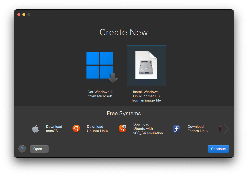 Create new Parallels VM